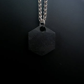 Hexagonal Textured Black Stainless Steel Pendant