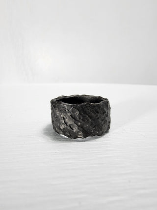 Black heavy textured stainless steel ring