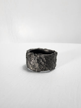 Black heavy textured stainless steel ring