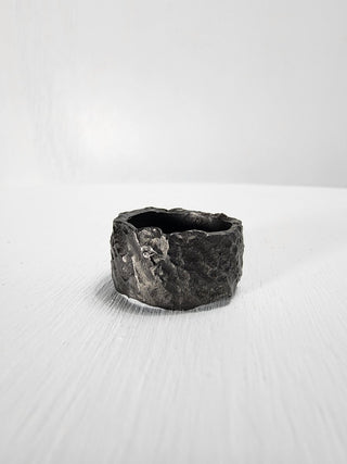 Black heavy textured stainless steel ring