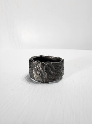 Black heavy textured stainless steel ring