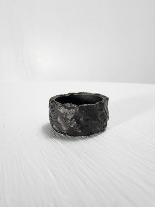 Black heavy textured stainless steel ring