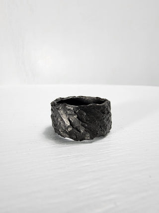 Black heavy textured stainless steel ring