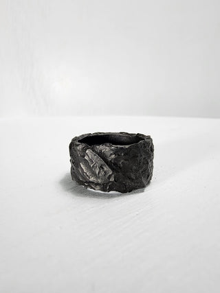 Black heavy textured stainless steel ring