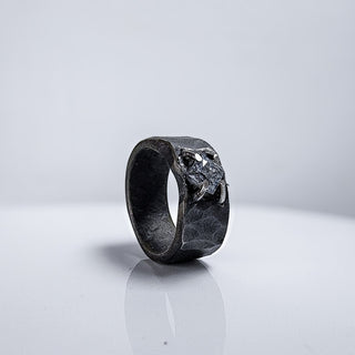 Black Bijoux Stainless Steel Ring with Gray Moisannite