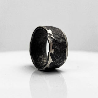 Black Stainless Steel Wedding Band with Polished Edges