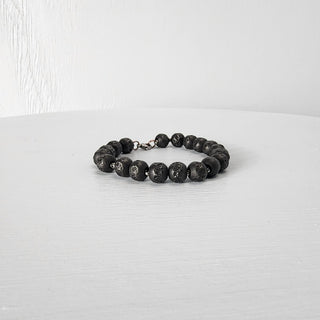 Black Steel Beaded Bracelet for Men