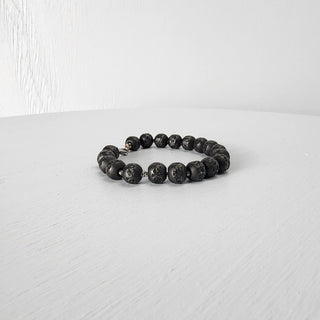 Black Steel Beaded Bracelet for Men