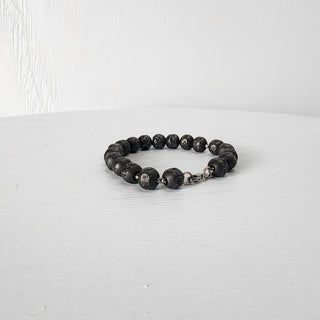 Black Steel Beaded Bracelet for Men