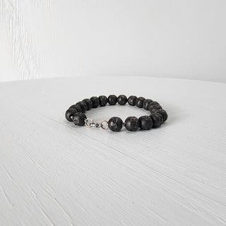 Black Steel Beaded Bracelet for Men