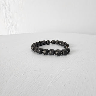 Black Steel Beaded Bracelet for Men