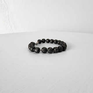 Black Steel Beaded Bracelet for Men