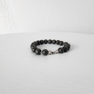 Black Steel Beaded Bracelet for Men