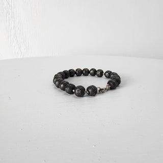 Black Steel Beaded Bracelet for Men