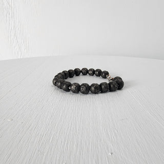 Black Steel Beaded Bracelet for Men