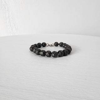 Black Steel Beaded Bracelet for Men