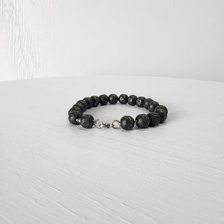 Black Steel Beaded Bracelet for Men