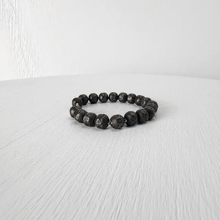 Black Steel Beaded Bracelet for Men