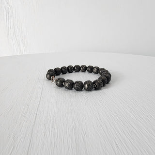 Black Steel Beaded Bracelet for Men