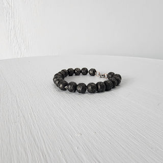 Black Steel Beaded Bracelet for Men