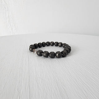 Black Steel Beaded Bracelet for Men