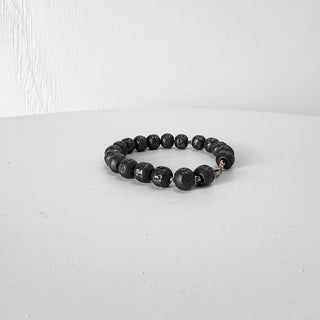 Black Steel Beaded Bracelet for Men