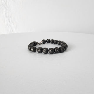 Black Steel Beaded Bracelet for Men