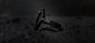 Black Coffin Shaped Ring with Polished Raised Symbol