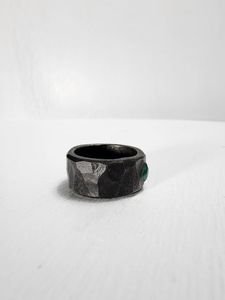 Black Stainless Steel Emerald Princess Cut Gemstone Ring