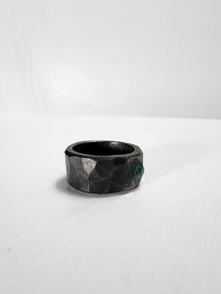 Black Stainless Steel Emerald Princess Cut Gemstone Ring