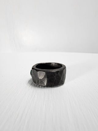 Black Stainless Steel Emerald Princess Cut Gemstone Ring