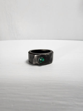 Black Stainless Steel Round Emerald Cut Gemstone Ring