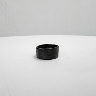 Black Hammered Stainless Steel Ring