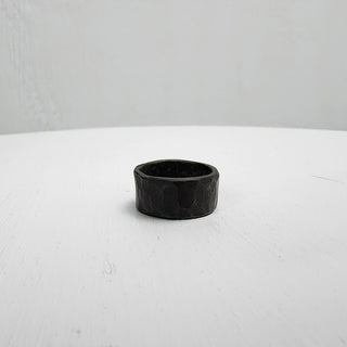 Black Hammered Stainless Steel Ring