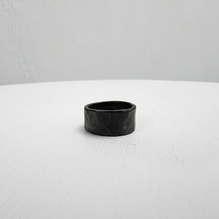 Black Hammered Stainless Steel Ring