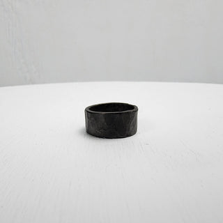 Black Hammered Stainless Steel Ring