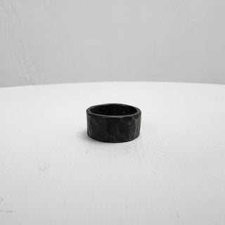 Black Hammered Stainless Steel Ring