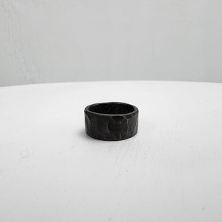 Black Hammered Stainless Steel Ring