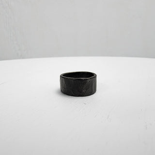 Black Hammered Stainless Steel Ring