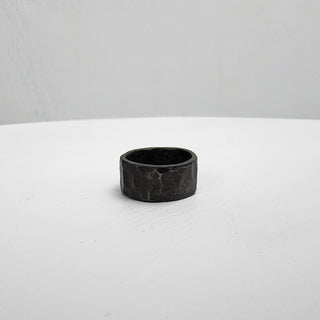 Black Hammered Stainless Steel Ring