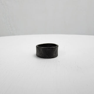 Black Hammered Stainless Steel Ring