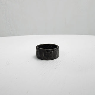 Black Hammered Stainless Steel Ring