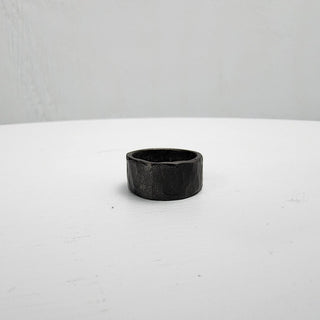 Black Hammered Stainless Steel Ring