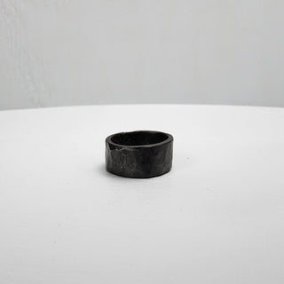 Black Hammered Stainless Steel Ring