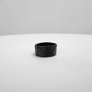 Black Hammered Stainless Steel Ring