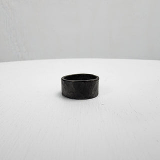 Black Hammered Stainless Steel Ring