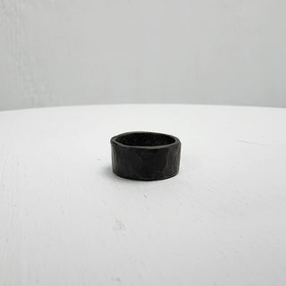 Black Hammered Stainless Steel Ring