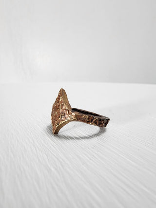 Textured Brass Star Ring