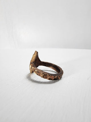 Textured Brass Star Ring