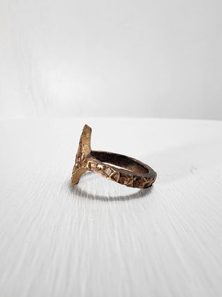 Textured Brass Star Ring